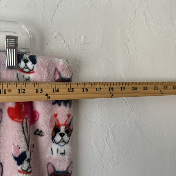 Doggie Drawings Pajama Pants Womens Small Pink French Bulldog Hearts Fleece Cute - Picture 4 of 9